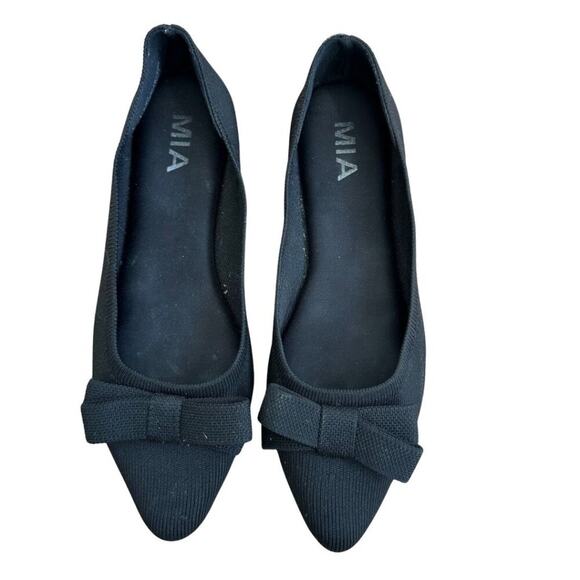 MIA Jinnie Textile Slip On Flats with Bow Black 6.5 - Picture 1 of 7